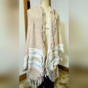 Multi Color Hem Fringe Cape\Shawl NWT IceBird MSRP- $78